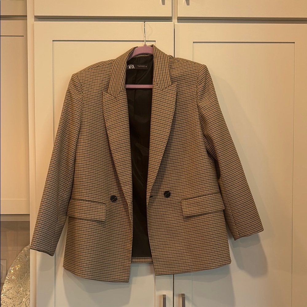 Oversized Brown Houndstooth Blazer